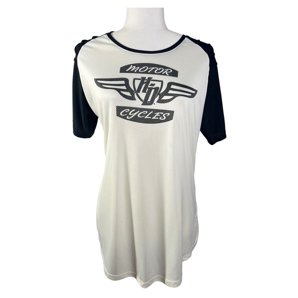 HARLEY-DAVIDSON Performance Motorcycles Raglan T-Shirt Women's White Black  XL - Picture 2 of 12